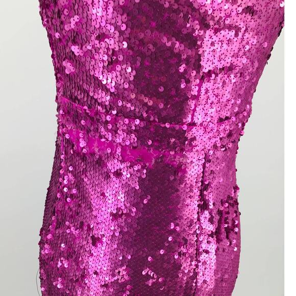 LULU'S  XS Pink Prom Perfect Cutout One-Shoulder Sequin Gown NEW B52 *flaw - Picture 8 of 15